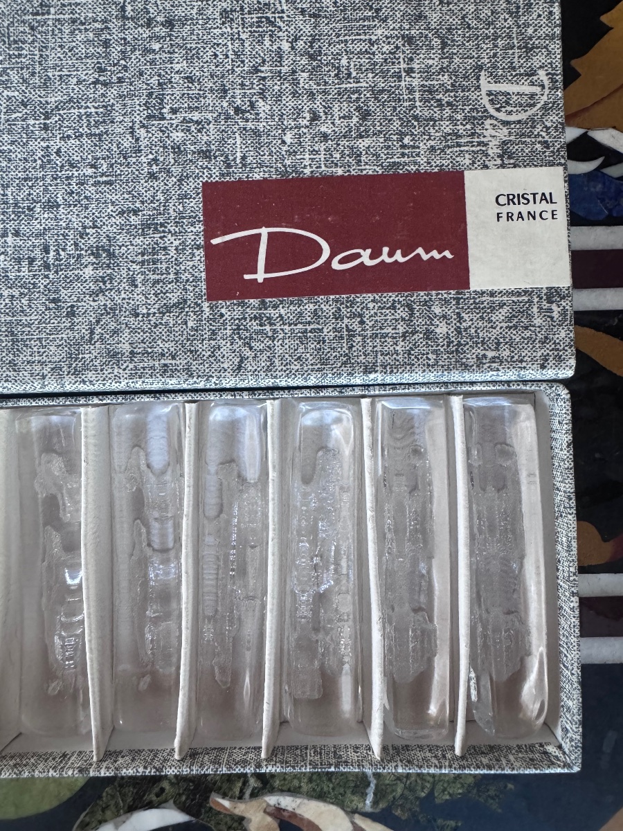 Daum France – Set Of 12 Crystal Knife Blocks – Circa 1960.-photo-2
