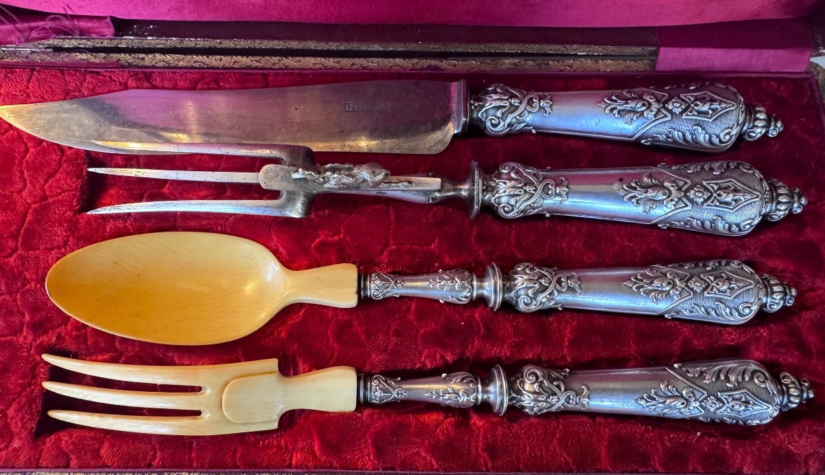 Service à salade et à gigot en argent massif – Époque Napoléon III – XIXe siècle .-photo-4