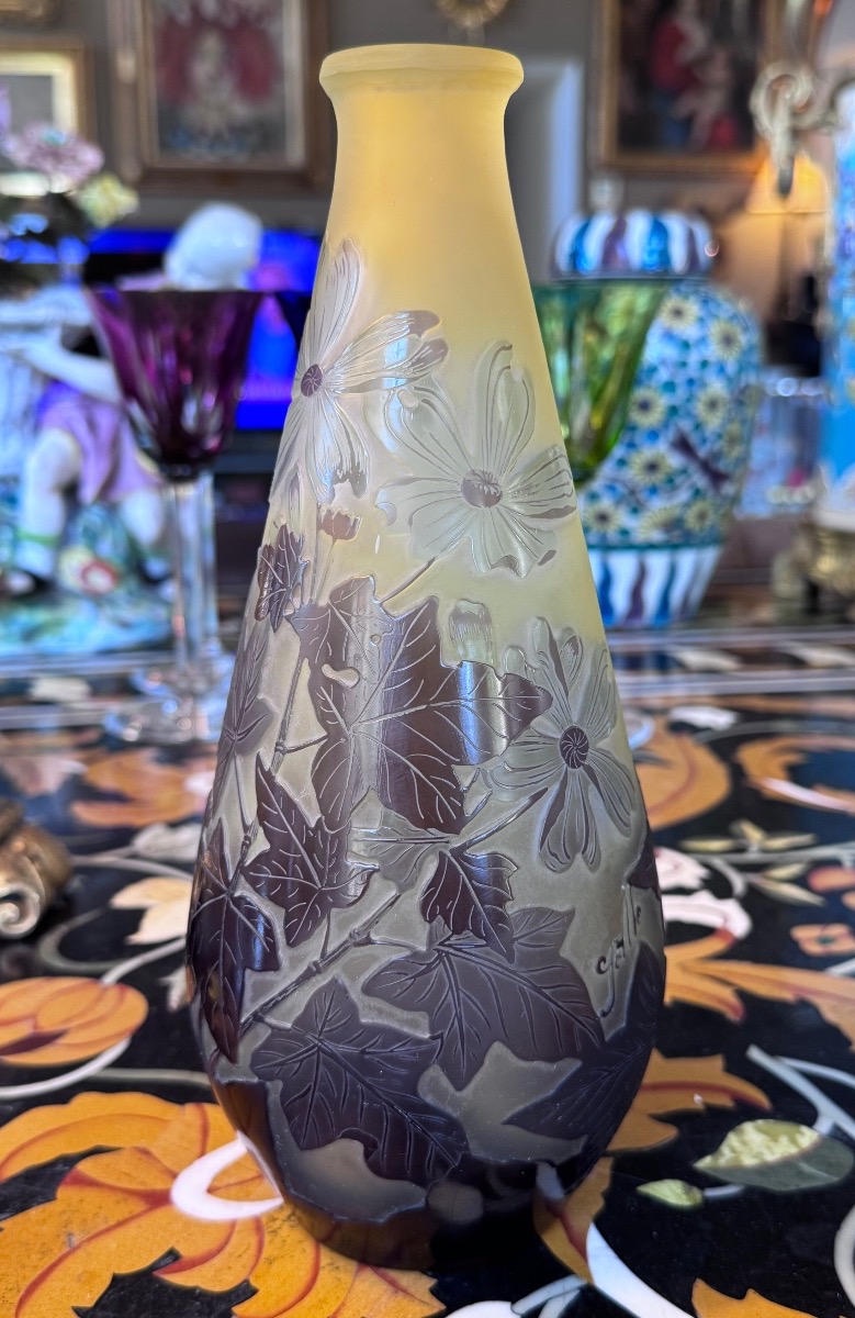 Émile Gallé – Vase aux hibiscus – époque Art Nouveau 