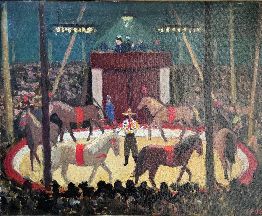 René Ruby (1908-1983) – Scène de cirque aux chevaux .-photo-2
