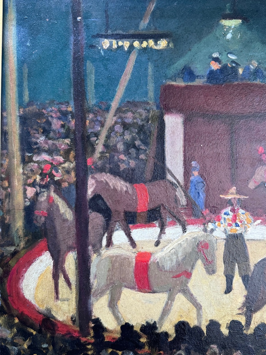 René Ruby (1908-1983) – Scène de cirque aux chevaux .-photo-4