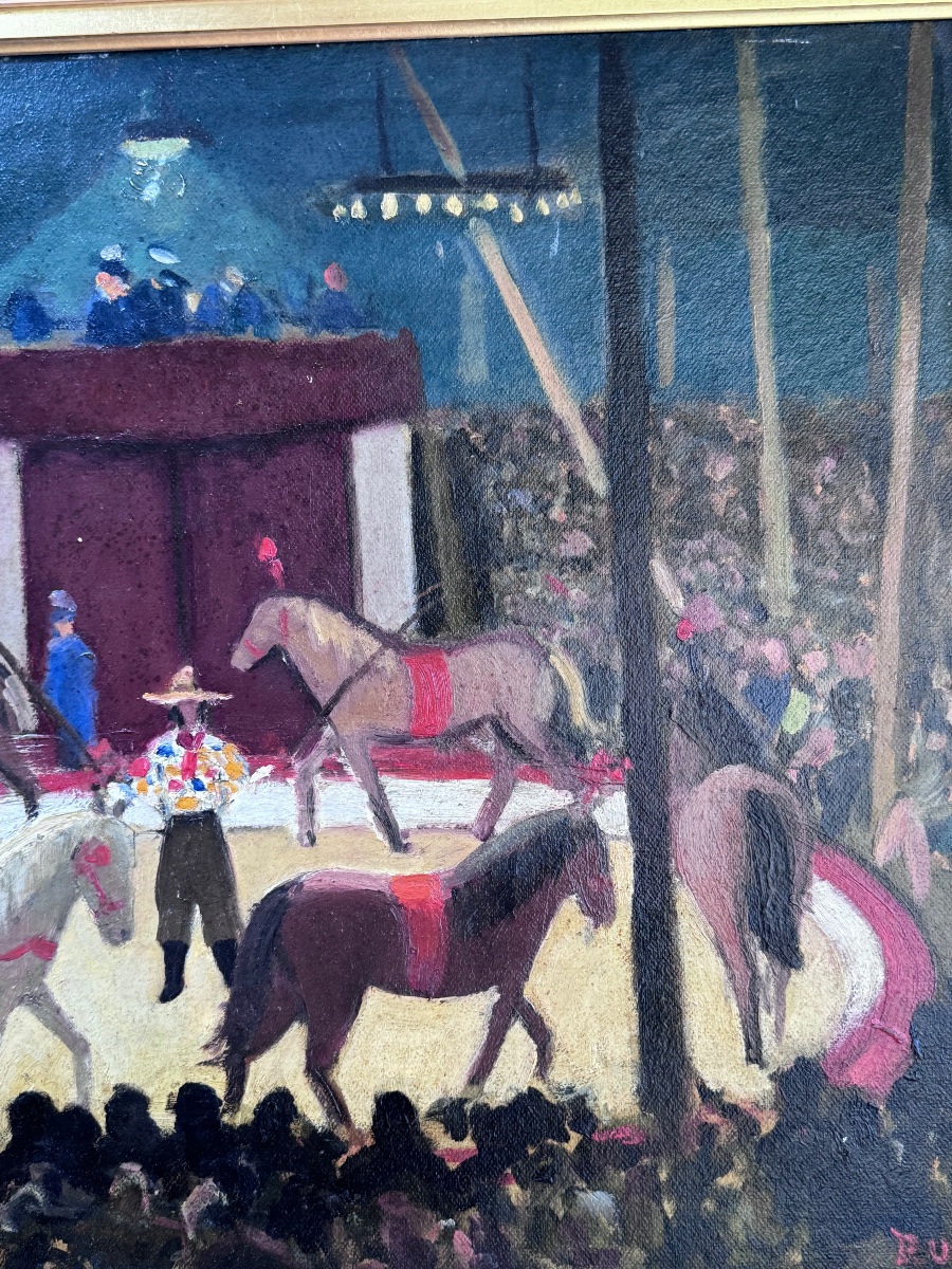 René Ruby (1908-1983) – Scène de cirque aux chevaux .-photo-1