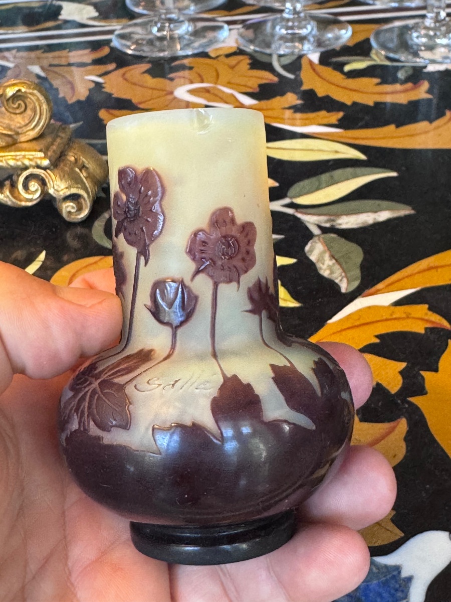 émile Gallé – Small Vase With Wild Roses – Art Nouveau.-photo-4