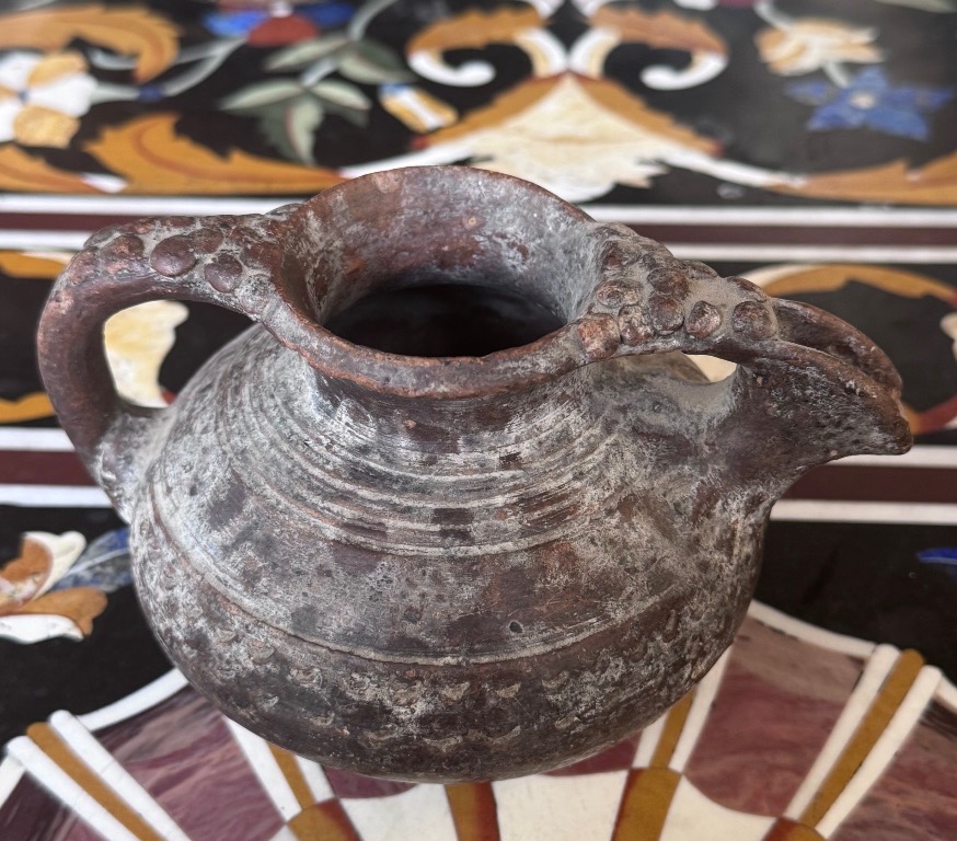 Small Jug Or Medieval Pitcher With A Bridged Spout—from The Dauphiné Or Lyon Region—10th–12th Century.-photo-2