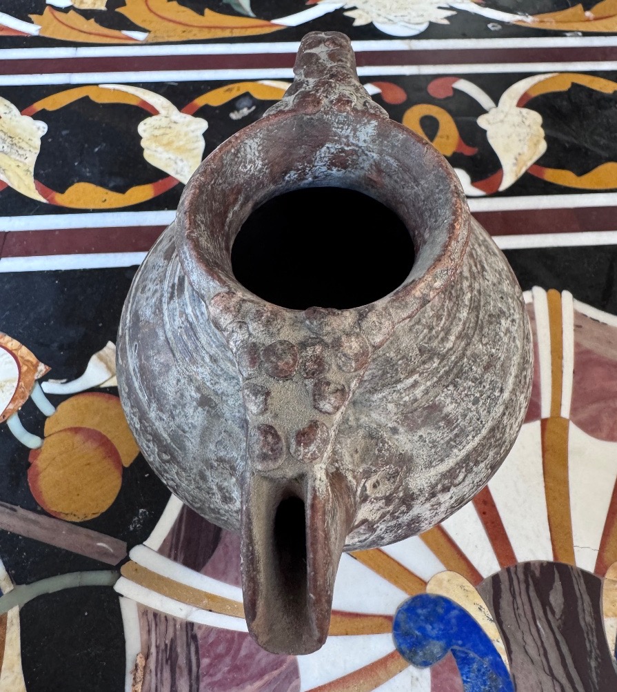 Small Jug Or Medieval Pitcher With A Bridged Spout—from The Dauphiné Or Lyon Region—10th–12th Century.-photo-3