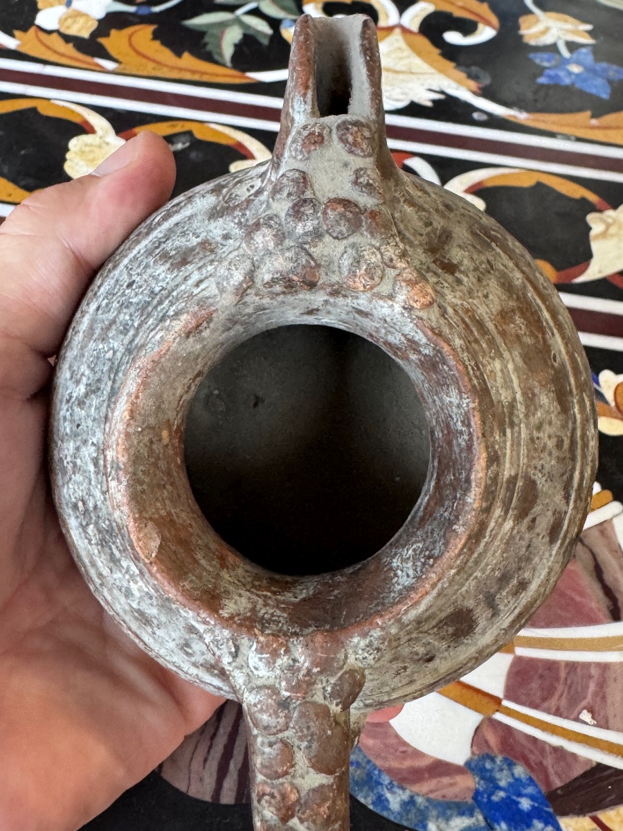 Small Jug Or Medieval Pitcher With A Bridged Spout—from The Dauphiné Or Lyon Region—10th–12th Century.-photo-4