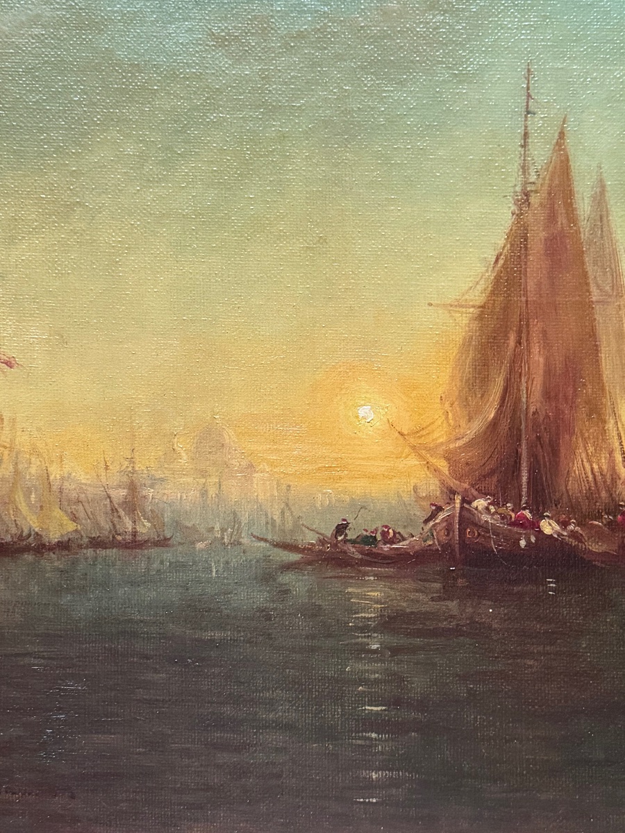 Alfred Auguste Félix Bachmann (1863–1956) – Le Grand Canal de Venise  Huile sur toile -photo-3