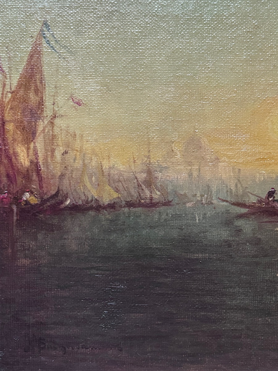 Alfred Auguste Félix Bachmann (1863–1956) – Le Grand Canal de Venise  Huile sur toile -photo-1