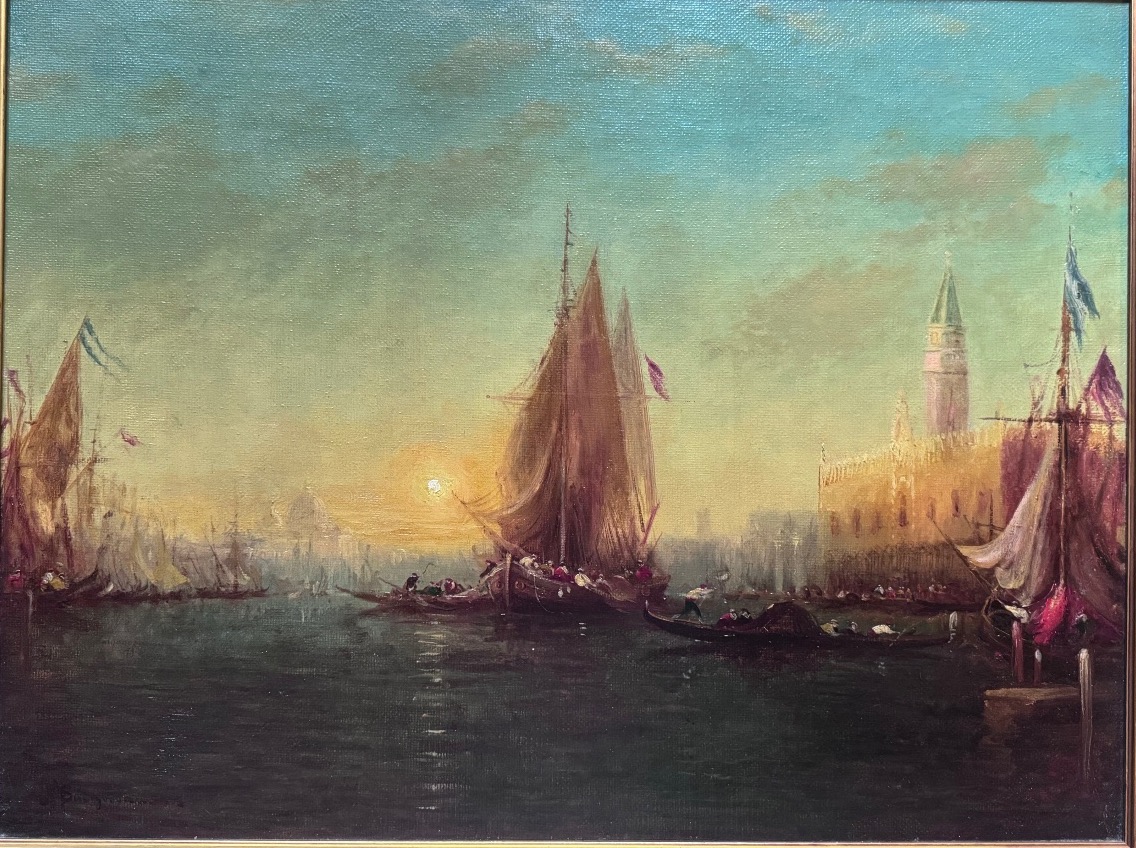 Alfred Auguste Félix Bachmann (1863–1956) – Le Grand Canal de Venise  Huile sur toile -photo-3