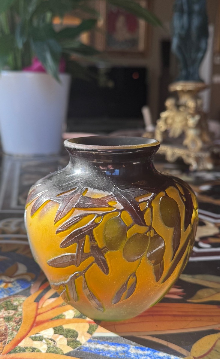 émile Gallé (1846–1904) – Multilayered Glass Vase With An Olive Tree Design.-photo-1