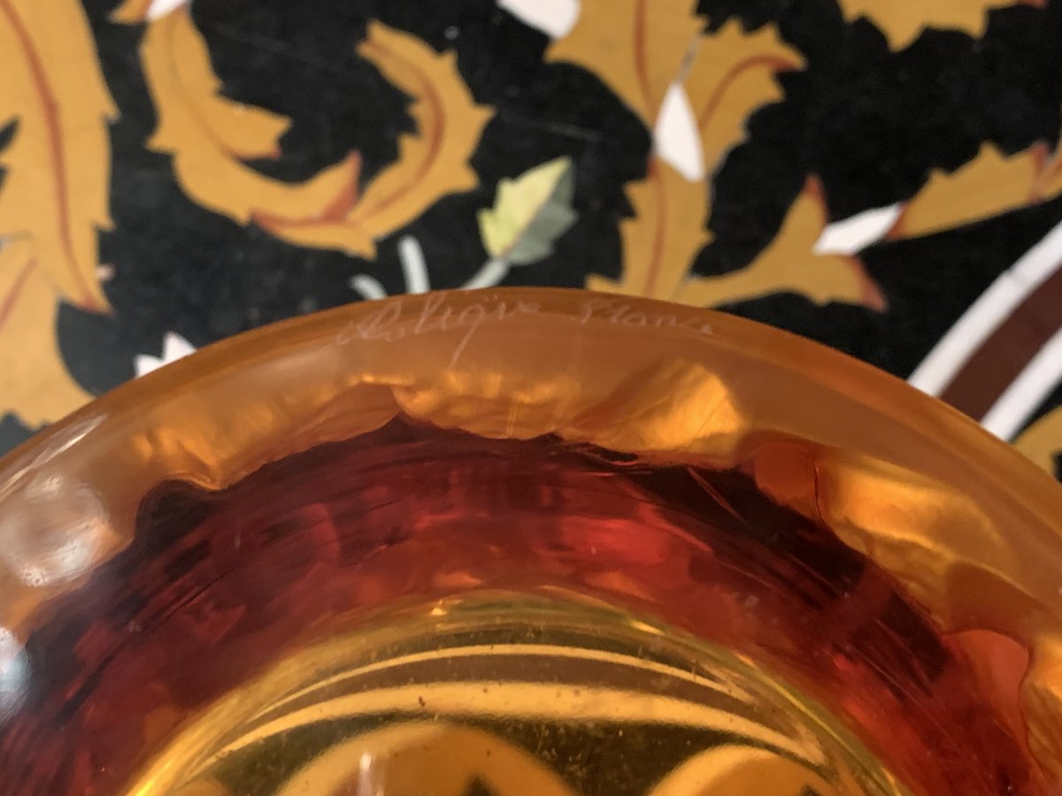LALIQUE - VASE MODELE " BACCHANTES "  AMBRE- MODELE CREE EN 1927-photo-5