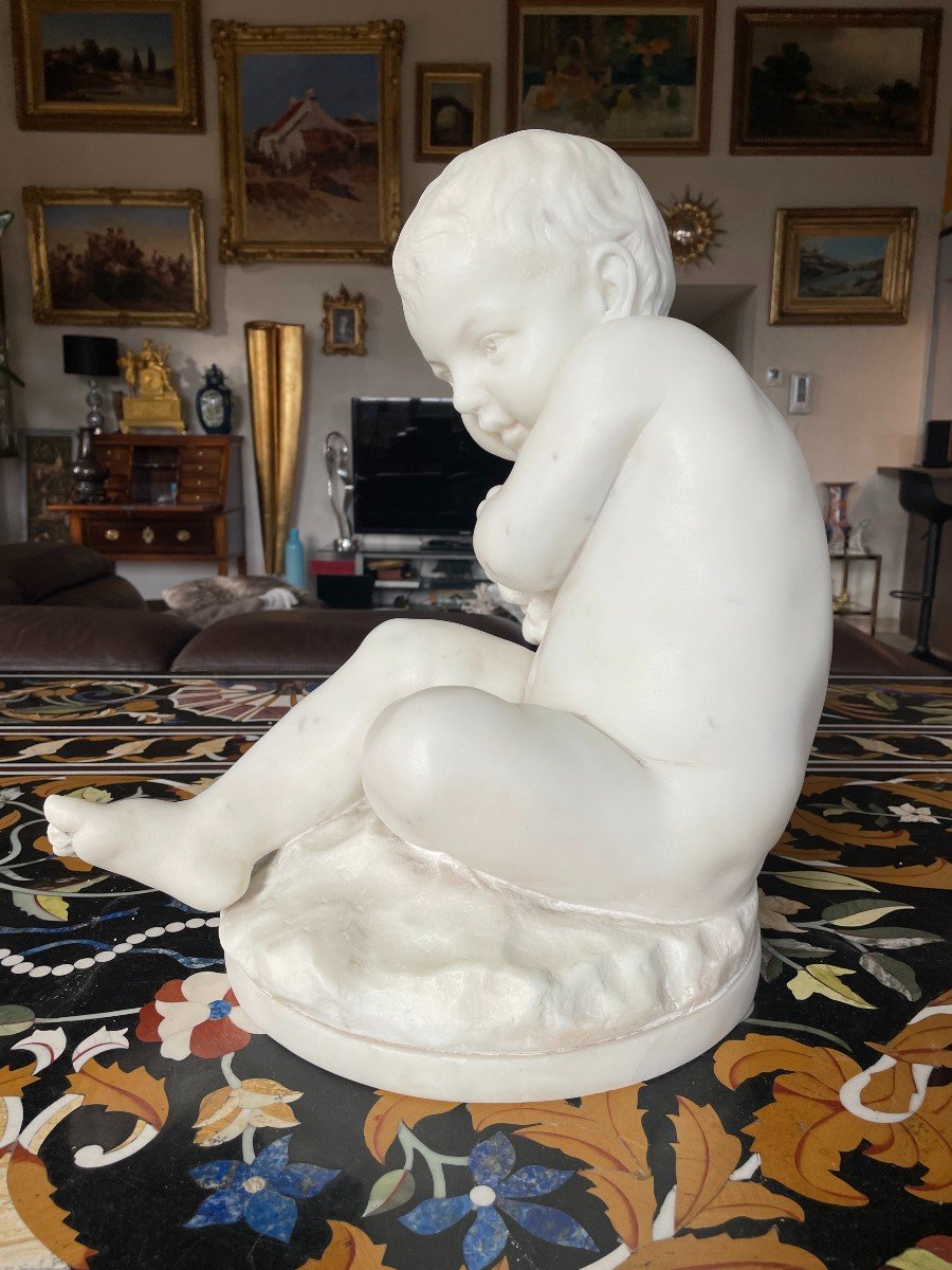 Pigalle Jean-Marie (1792 - 1857) Sculpture en marbre blanc -photo-2