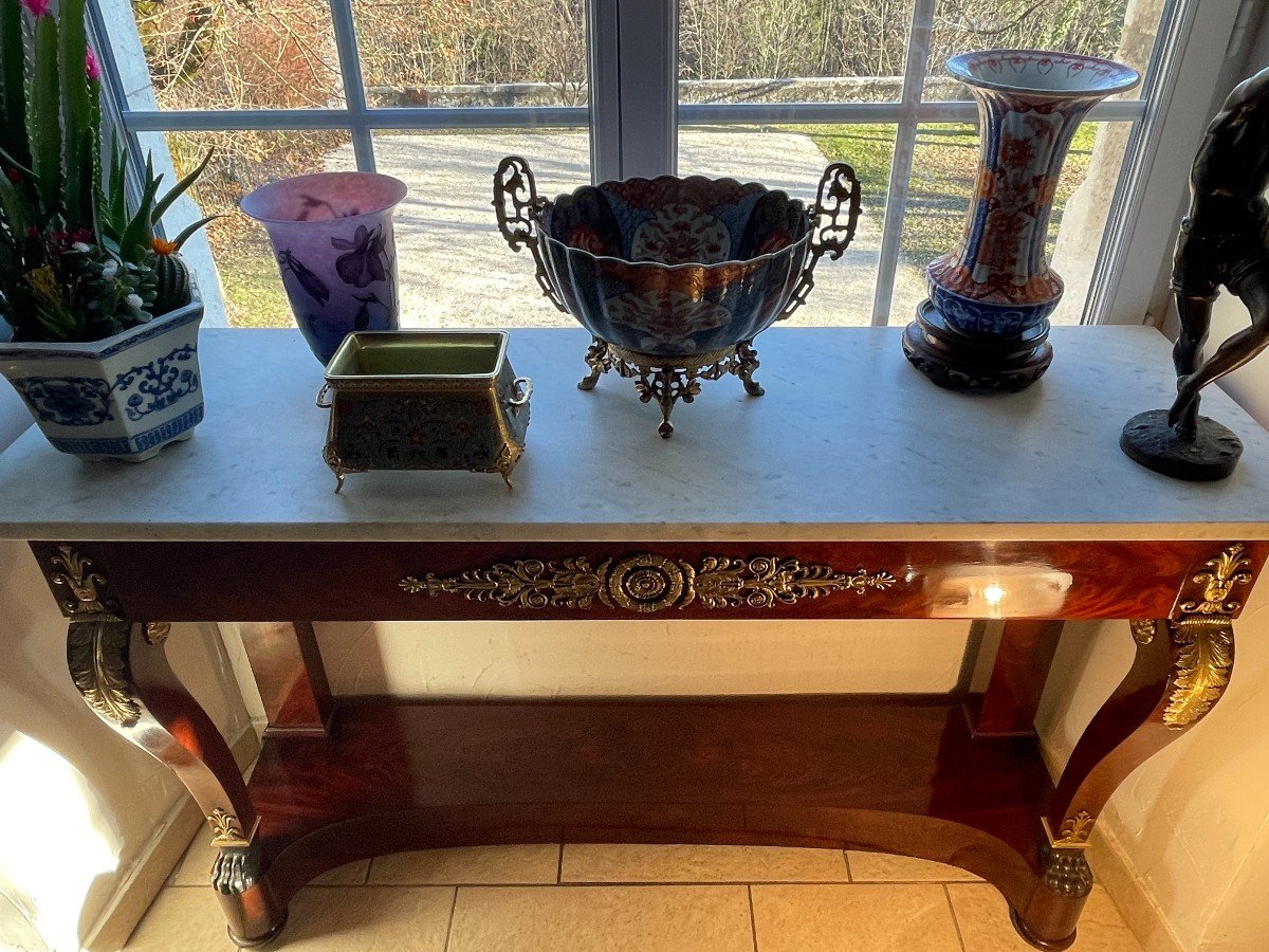 Large Console In Mahogany And Gilt Bronze Empire Period-photo-5