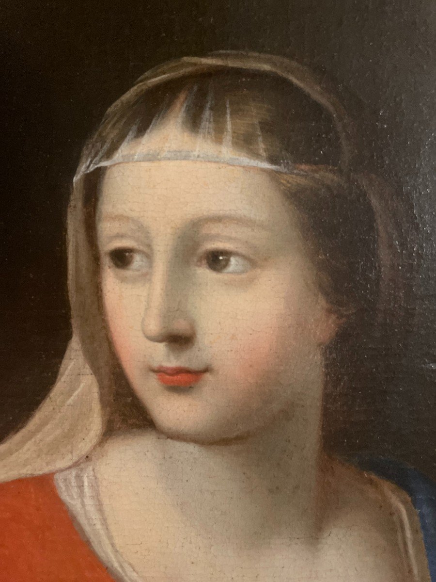 Ecole Flamande ou Italienne du XVIIème siècle "*Sainte Famille avec la Vierge allaitant"-photo-7