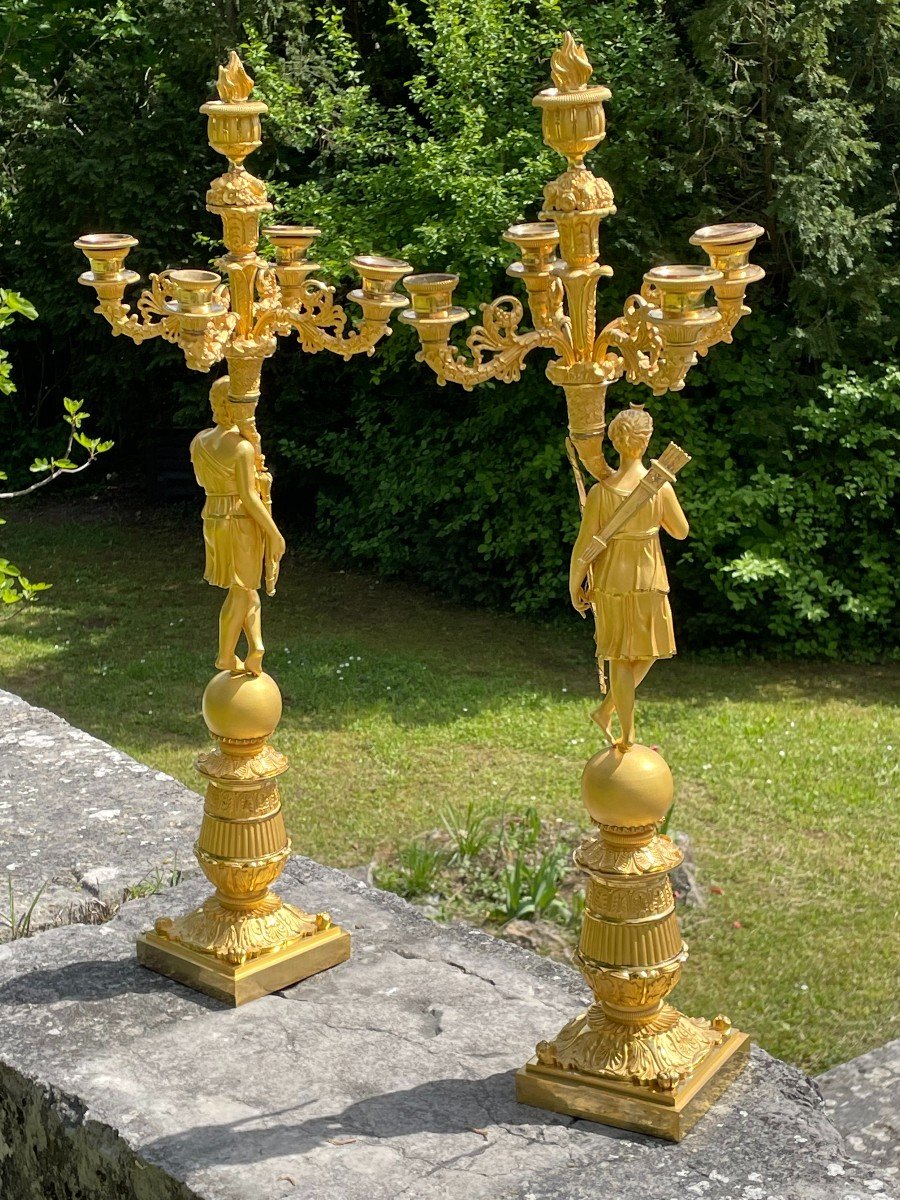 Attribuée à Pierre-Philippe Thomire (1751 - 1843). Importante Paire De Candélabres En Bronze -photo-6