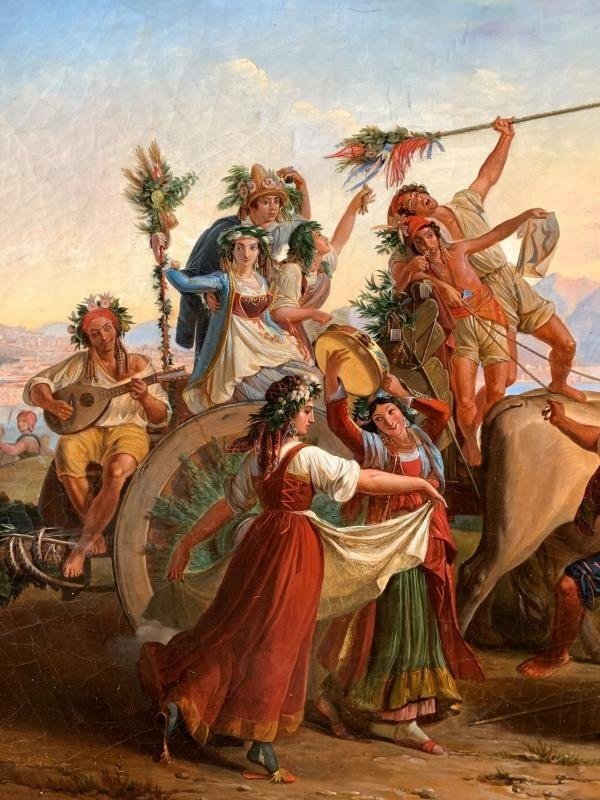 Léopold Robert (1794-1835) Suiveur De : Grande huile sur toile-photo-2