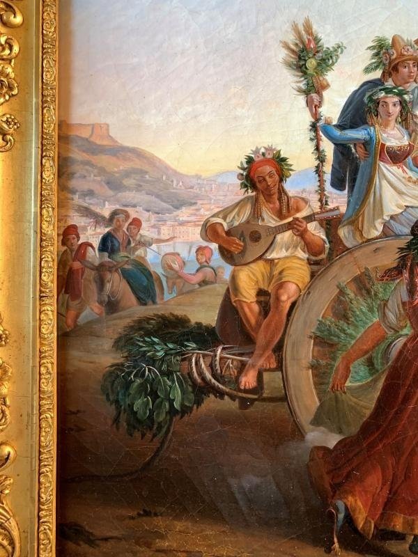 Léopold Robert (1794-1835) Suiveur De : Grande huile sur toile-photo-3
