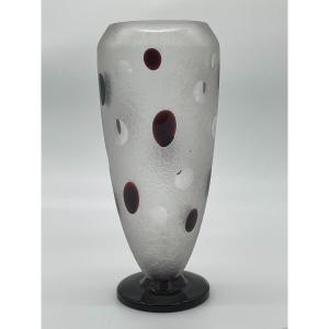 Charles Schneider (1881-1953) Large Vase With Truncated Ovoid Body On Flat And Round Heel