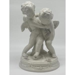 Etienne Maurice Falconet, Naples, Capodimonte. Important Groupe En Porcelaine Vernissée Blanche