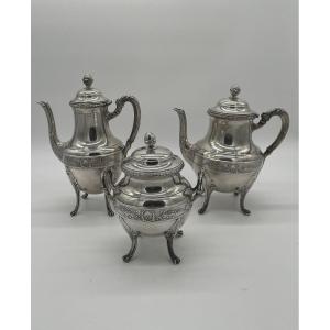 Tea And Coffee Service In Sterling Silver, 19th Century Napoleon III Style