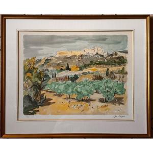 Yves Brayer (1907–1990) – Paysage méditerranéen, lithographie originale numérotée 45/125  