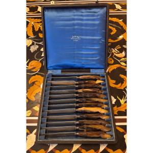 Set Of 12 Silver And Horn Dessert Knives – Maison Lépine, Lyon 