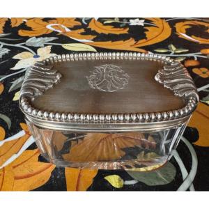 Cut Crystal And Sterling Silver Box – Maison Auger, Paris. Minerva 1st Standard Hallmark.  