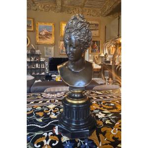 Important buste de Diane de Poitiers En  Bronze Deux Patines F. Barbedienne Fondeur  