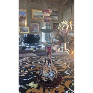 Bohemian Enameled Glass Column Hookah – 19th Century. Provenance: Painter's Workshop 