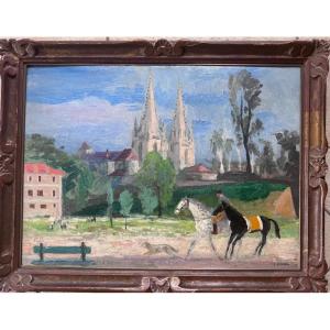 Jules Flandrin (1871-1947) Vue Des Environs De Bayonne - Oil On Panel.