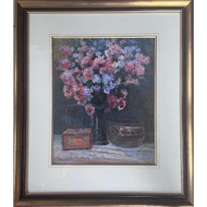 Victor Charreton (1864–1936) Bouquet Of Flowers, Oil On Cardboard.