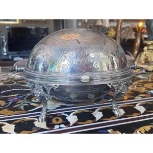 Chauffe-plat couvert en métal argenté de la maison Adolphe Boulenger XIXème