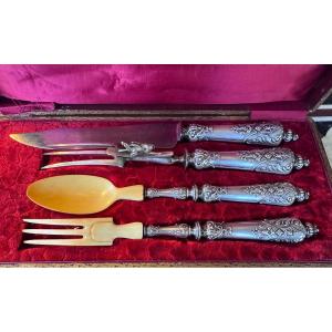 Service à salade et à gigot en argent massif – Époque Napoléon III – XIXe siècle .