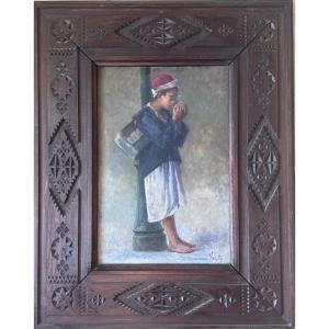 Francisque Noailly (1855-1942) Jeune cireur de chaussures Scène algéroise Francisque Noaill