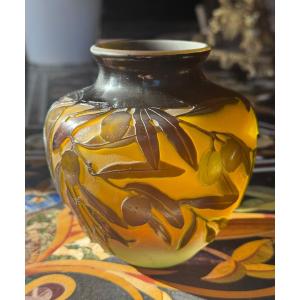 émile Gallé (1846–1904) – Multilayered Glass Vase With An Olive Tree Design.