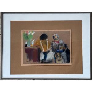 Henriette Deloras (1901–1941) – *the Accordionist*, Pastel, Signed And Dated 1936.