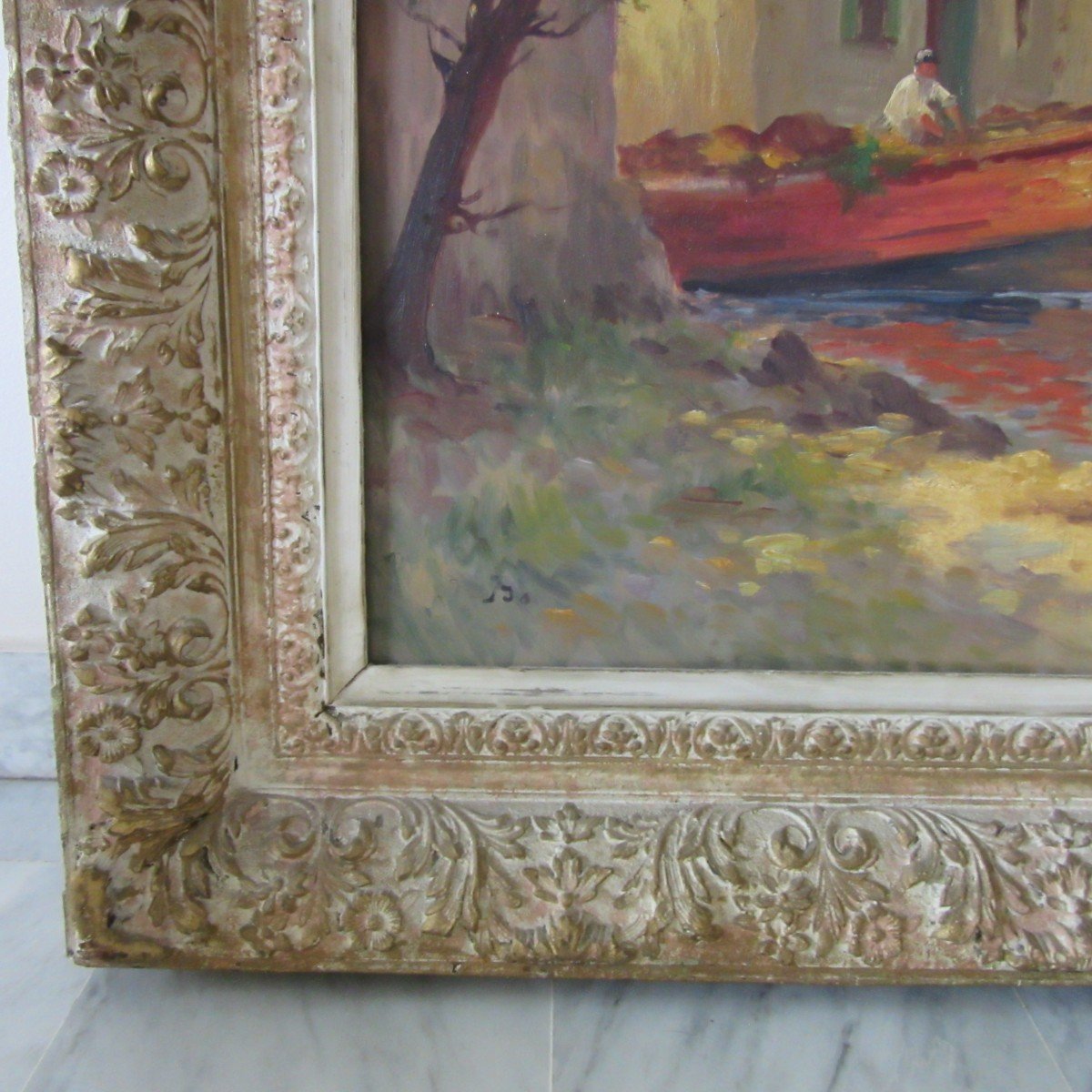 Oil Painting On Panel "la Ponche Saint-tropez"-photo-3