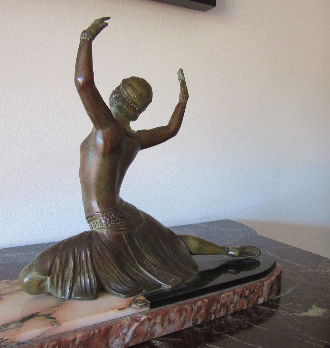 Spelter Sculpture Sign. E.molins 1893-1958-photo-2