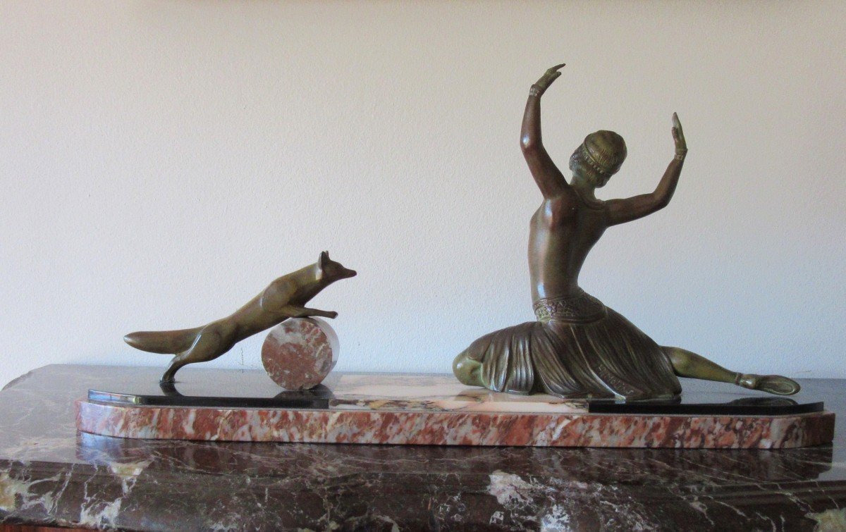 Spelter Sculpture Sign. E.molins 1893-1958-photo-3