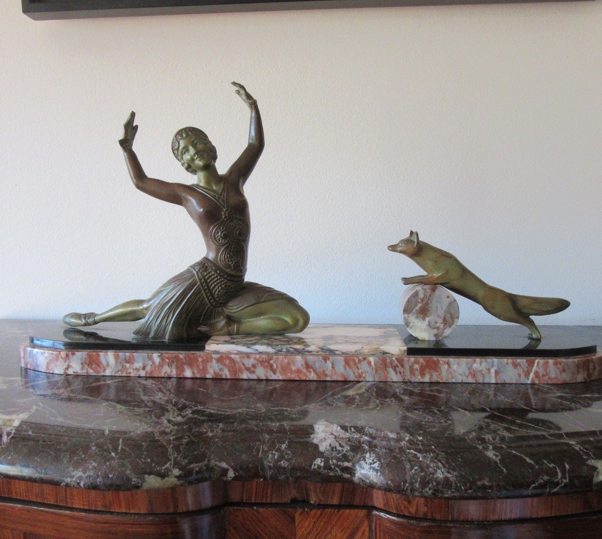 Spelter Sculpture Sign. E.molins 1893-1958-photo-1