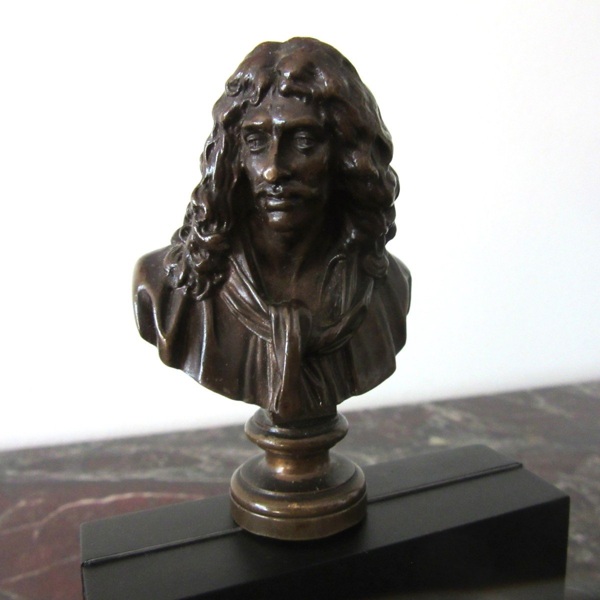 Bronze Buste de Molière Signé F. Barbedienne 19ème-photo-3
