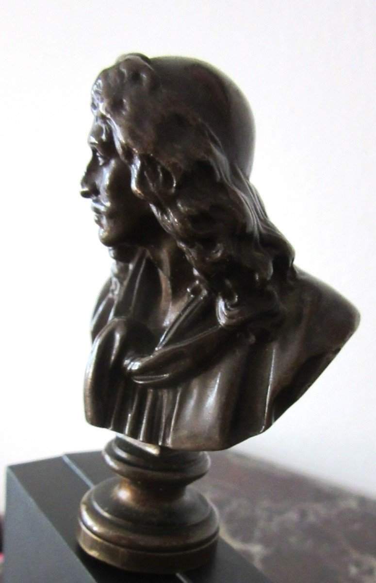 Bronze Buste de Molière Signé F. Barbedienne 19ème-photo-1