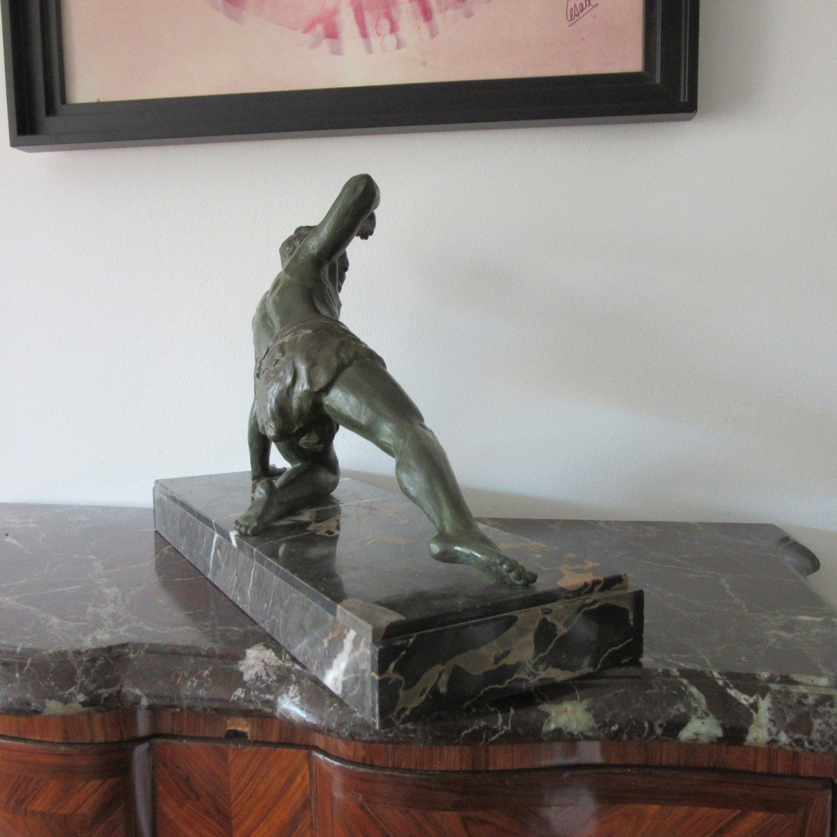 Sculpture En Régule Art-déco "le Guetteur" Sign. De Roncourt-photo-1