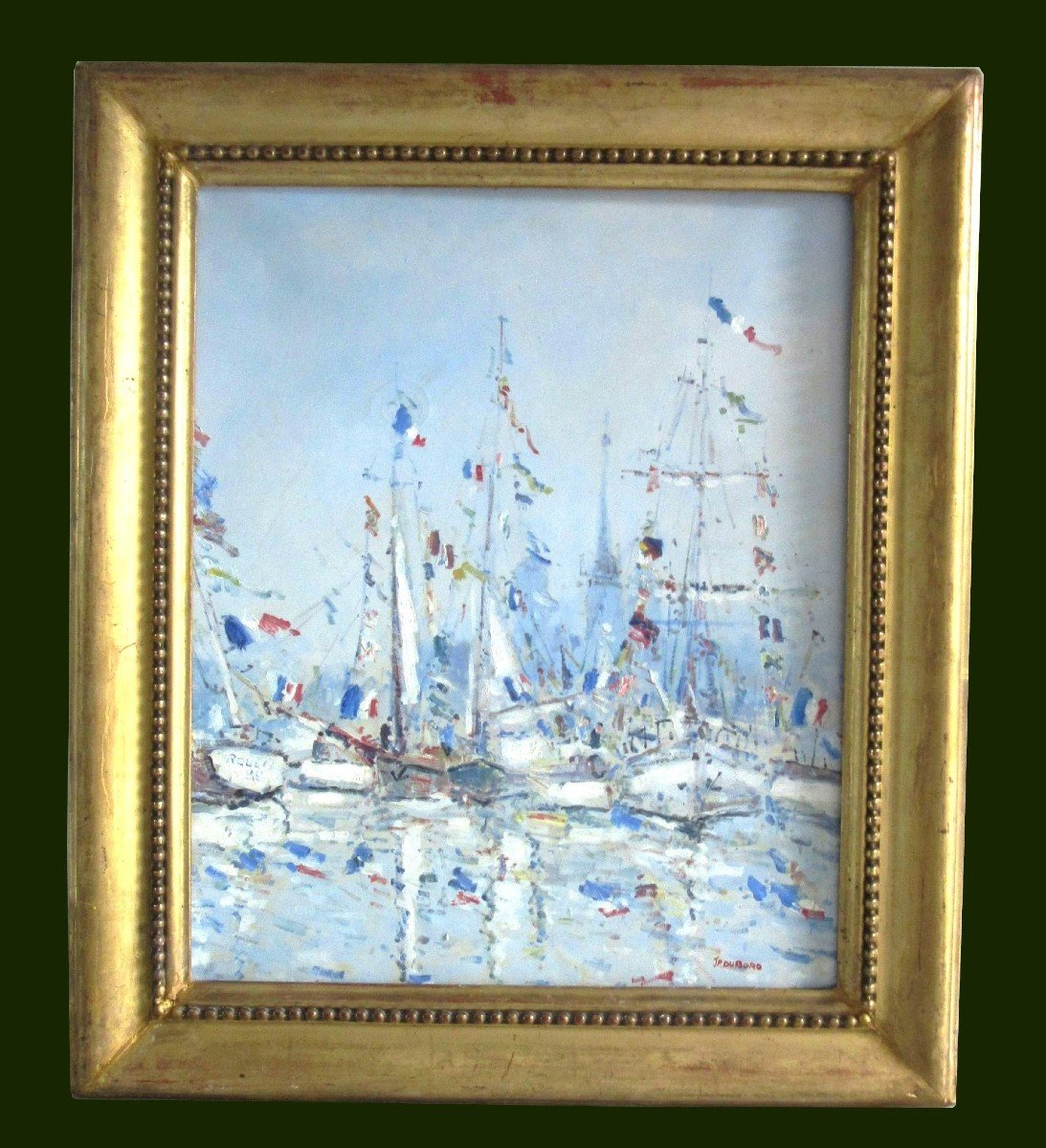 Oil On Canvas Marine Signed Jp Dubord
