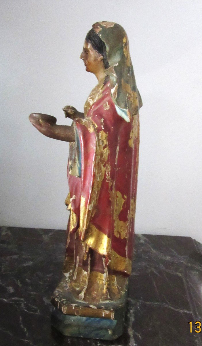 Statue Of Saint In Polychrome Carved Wood Ep.18th-photo-3