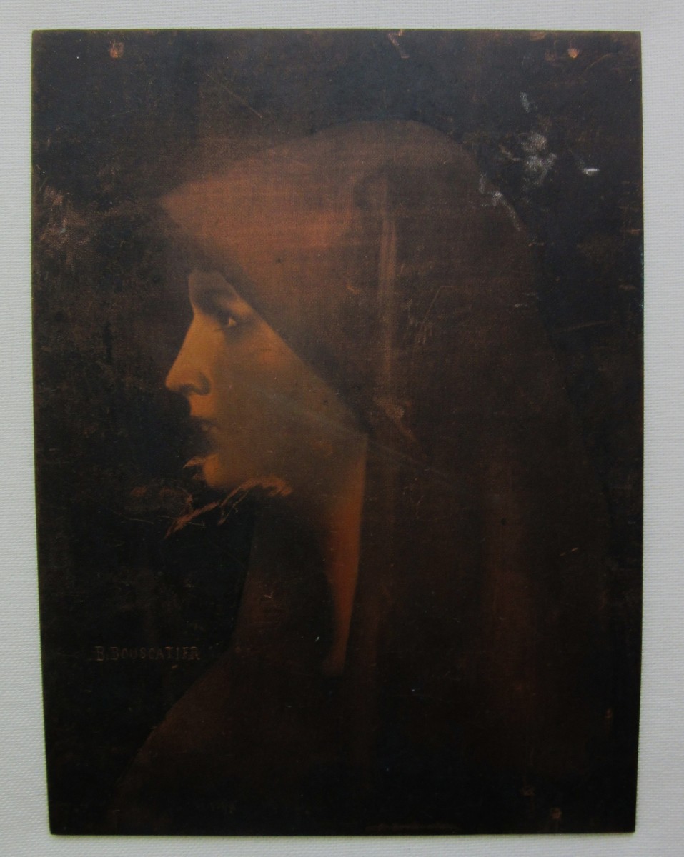 Tableau Technique sur cuivre "profil J.J Henner" Sig. B.Bouscatier