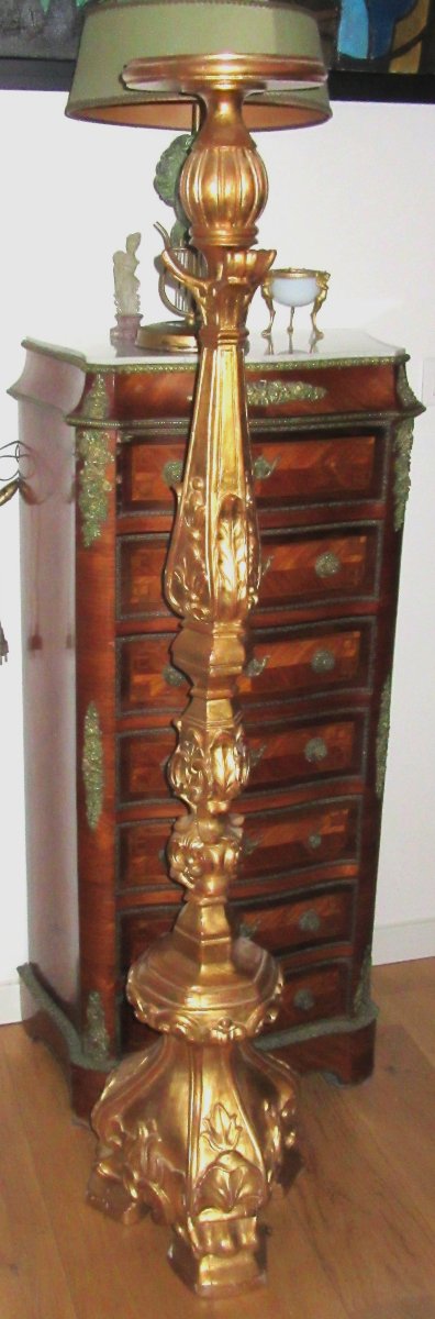 Grand Candélabre en bois doré-photo-2