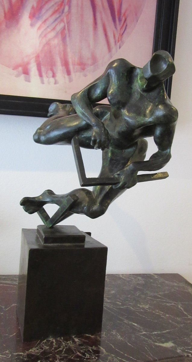Sculpture en bronze "Personnage cubiste" Igor Ustinov-photo-3