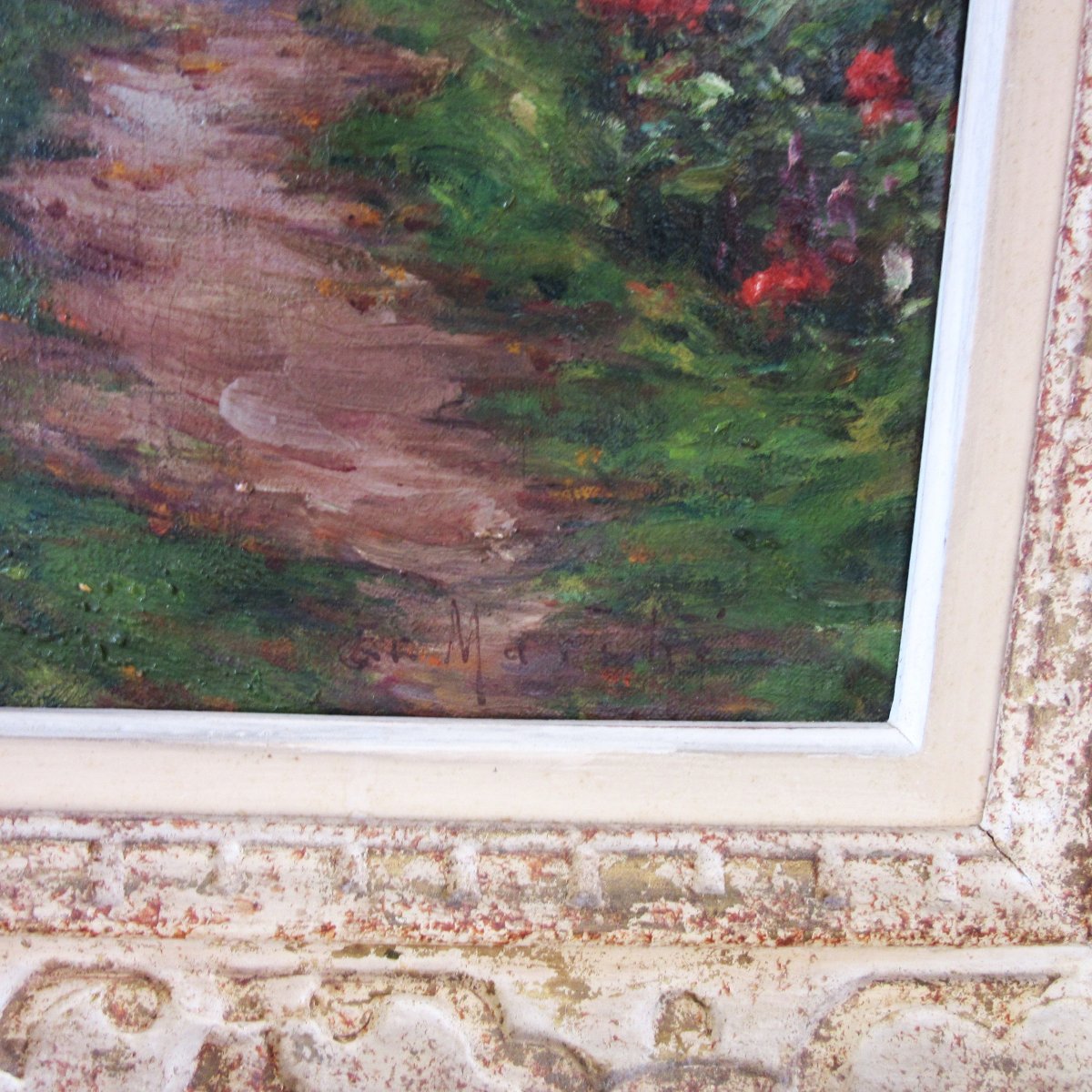 Oil Painting On Canvas "landscape On The Banks Of The Loing" Signed By Er Marché-photo-2