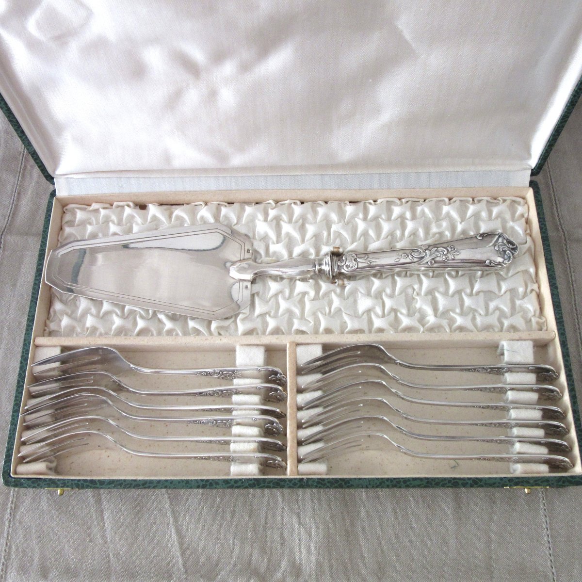 Silver-plated Metal Dessert Service, 20th Century-photo-4